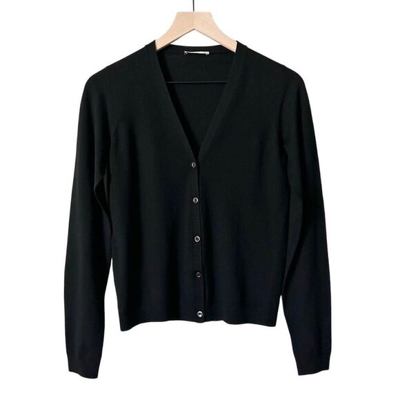 Prada Superfine 100% Wool V-Neck Cardigan Black Size 38 IT, Small US - Picture 1 of 8